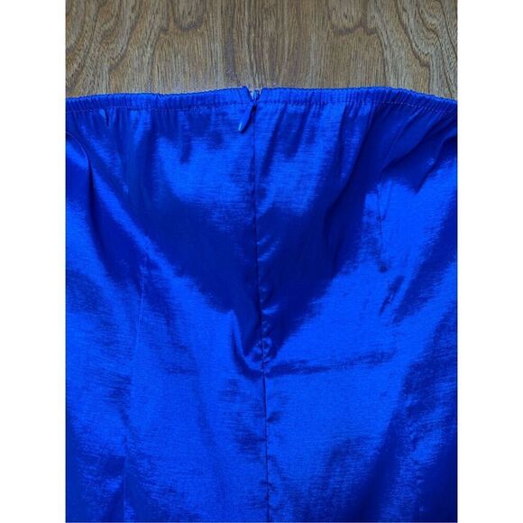 Area Stars Taffeta Ruched Off The Shoulder Long Sleeve Mini Dress Blue Size M - Picture 9 of 12